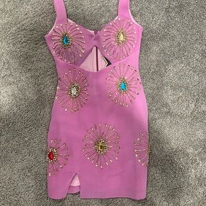 Starry Eyed Premium Embellished Cut Out Waist Mini dress